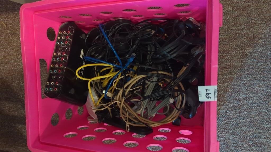 Crate of power & misc cords