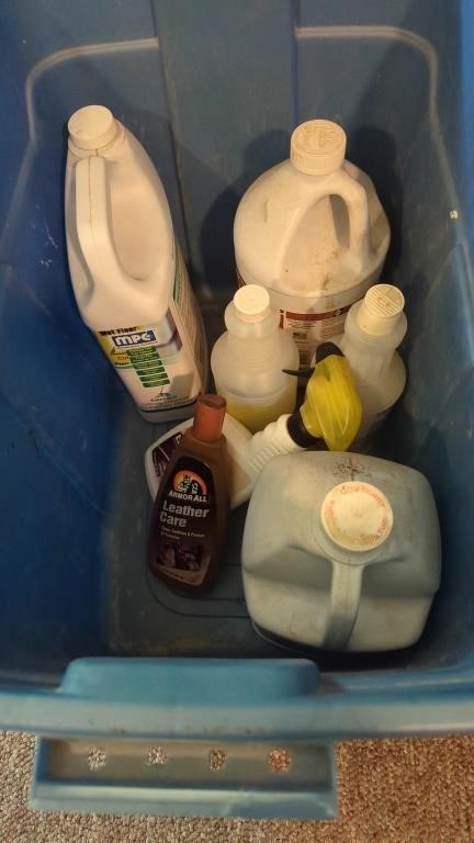 Tub of misc chemicals