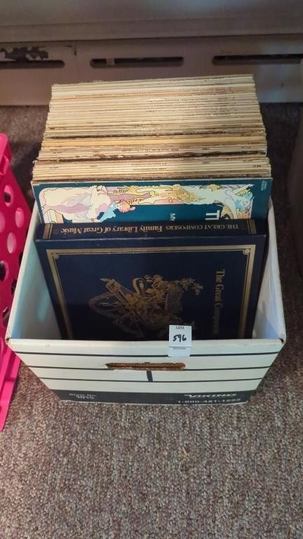 Box of vintage LP records