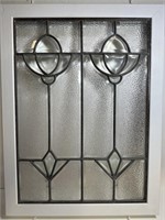 ANTIQUE FULL BEVELED GLASS WINDOW  ARCHITECTURAL