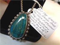 SILVER NAVAJO 11.89 CT BLU/GRN TURQUOISE PEND.