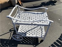 Painted White Metal Tea cart