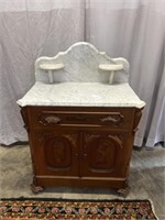Victorian Marble Top Washstand with Back Splash,