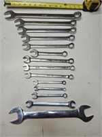 Snap on mixed set SAE wrenches, line wrench and