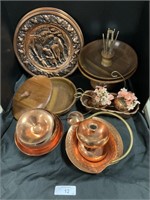 Solid Copper Bowls, Wooden Bowl, Wall Art.
