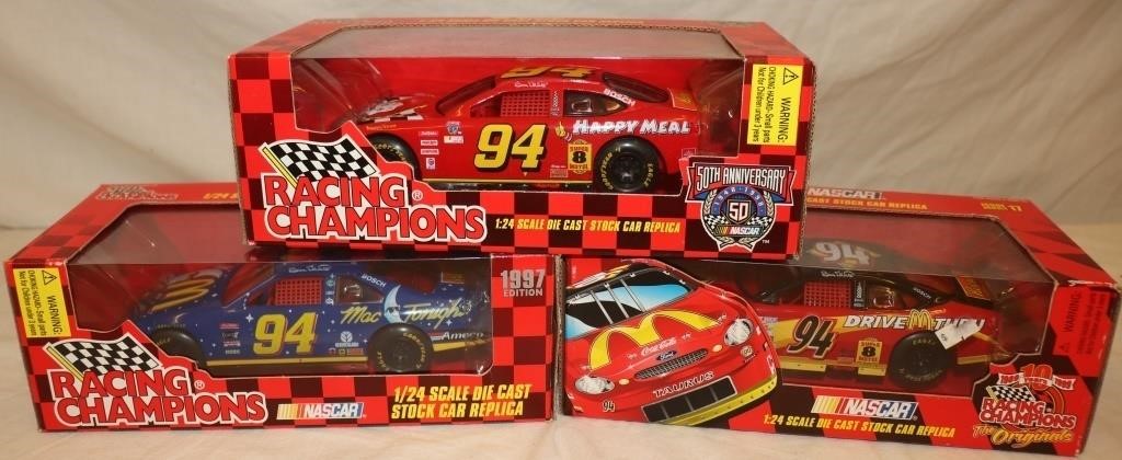 3 Bill Elliot #94 McDonalds Collectible Cars: