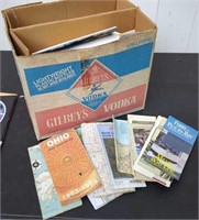 Large Box of Vintage Maps