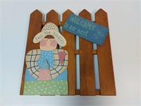 Wooden Picket Fence Welcome Sign