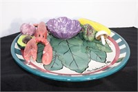 17" Decorative Ceramic Plate Attached Vegetables