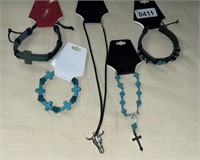 (4) Turquoise Color Bracelets & Necklace, New