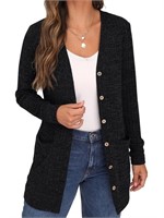 P3809  JWD Black Cardigan Button Down Large