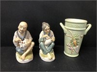 Hallmark vase & old Asian couple figurines