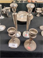 4 Weighted sterling silver candle holders