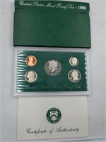 1996 US Mint proof set coins