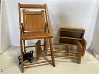 Wood Childs Chair & Book shelves