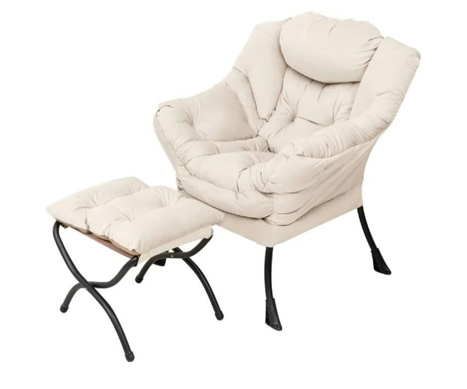 Welnow Lazy Chair with Ottoman, Modern Lounge