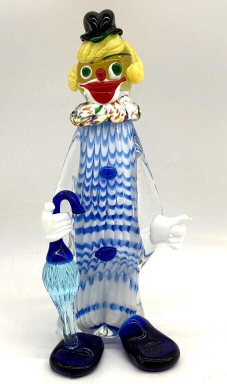 Hand Made Venetian J.I. Co. Art Glass Clown 11” -