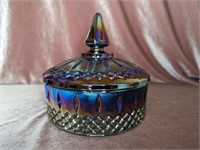 Blue Indiana Glass Candy Dish with Lid