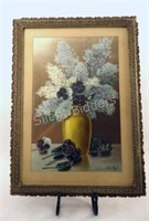 Original Signed Leroy Floral Artwork- Ornate Frame