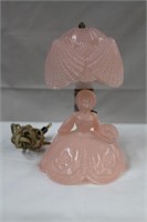 Vintage art deco pink southern belle boudoir lamp,