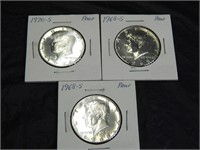 1968 S (2) & 1970 S Proof 40% Silver Half Dollars