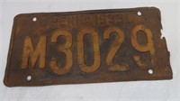 1933 Pennsylania License Plate