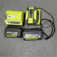 Ryobi 40V Lithium Batteries w/ Charger NO CORD