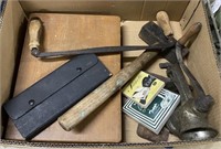 Box with Draw Knife, Meat Hammer and Grinder Etc.