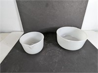 (2) Vintage Whitemilk Glass Mixing Bowls