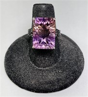 Gorgeous Sterling Bali Signed "Ametrine" Ring 7 Gr