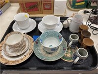 Tray: Transferware Cups & Saucers, Mini Beer