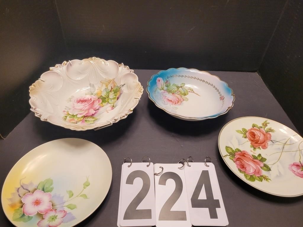 2 Rose Pattern Bowls ~ 2 Rose Pattern Plates