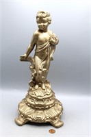 Vintage Cast Gold Spelter Cherub Statue