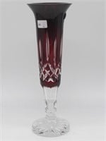 WATERFORD RUBY RED CRYSTAL VASE WITH ORIG LABLE