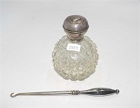 Sterling silver top and cut crystal perfume bottle