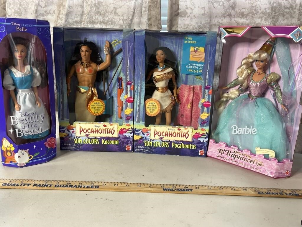 4 Disney Movie Barbies- Pocahontas, Rapunzel