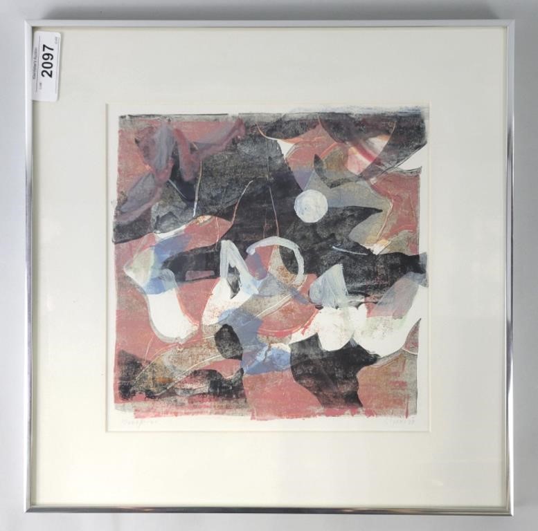 Framed 1979 Clyons Abstract Monoprint.