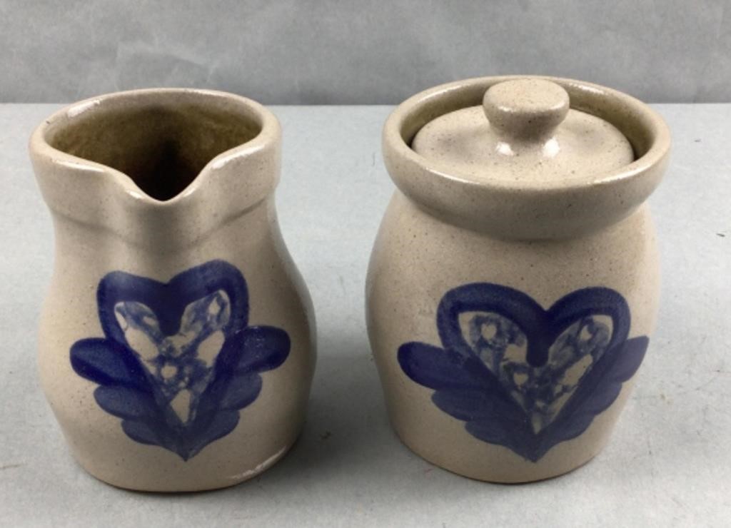 Sugar and cream pottery set