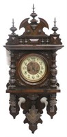 ART NOUVEAU BUTTERFLY CARVED WALNUT WALL CLOCK