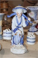 BLUE & WHITE CERAMIC ORIENTAL FIGURE