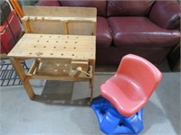 CHILDS WORK TOOL BENCH AND CHAIR