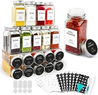 AISIPRIN 24 Pcs Glass Spice Jars with Labels