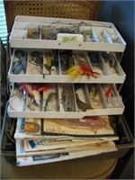 Large Tackle box full of Lures, etc