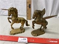 Brass Unicorn and Pegasus Statues