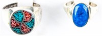 Jewelry Lot of 2 Sterling Silver Turquoise Rings