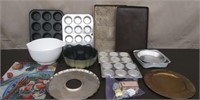 Box Baking Items-4 Muffin Pans, Bundt Pan, M