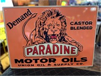 20 x 14” Paradine Oil Metal Embossed Sign