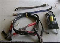 Jumper Cables, Battery Straps and Foot Pump