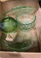 Box lot of glassware - two serving/candy dishes,