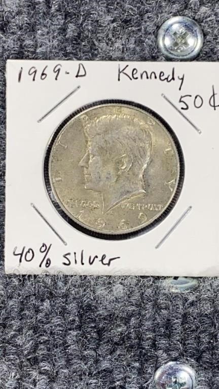1969-D Kennedy 40% Silver Half Dollar Coin